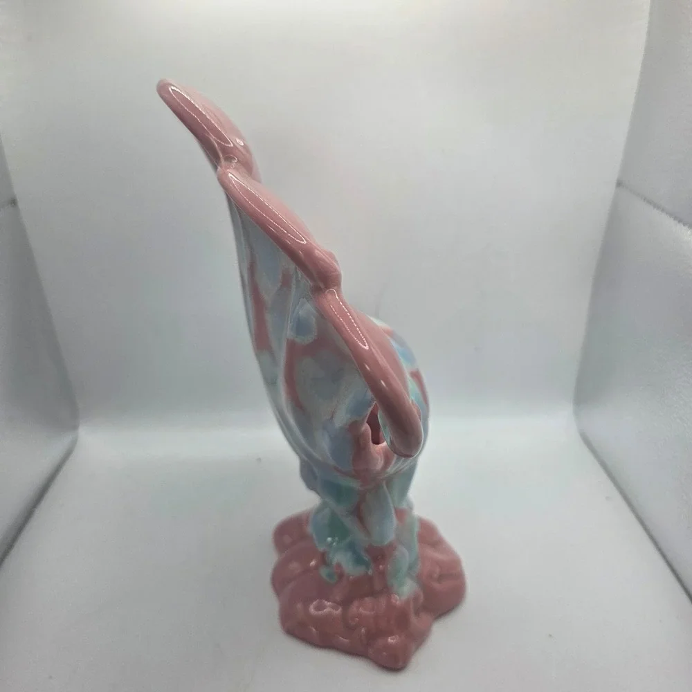 1930s RumRill Art Pottery Pink Blue Fan Shell Vase Planter Art Deco